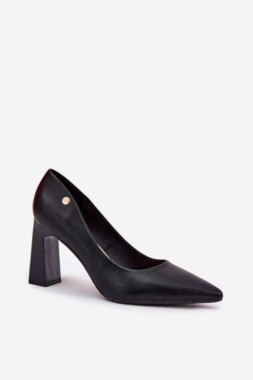 Elegant style heeled shoes Vinceza 62221 black color