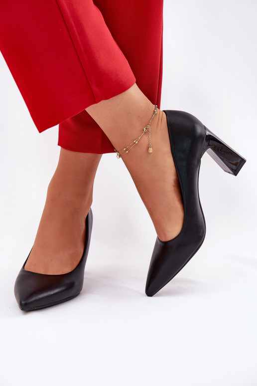 Elegant style heeled shoes Vinceza 62221 black color