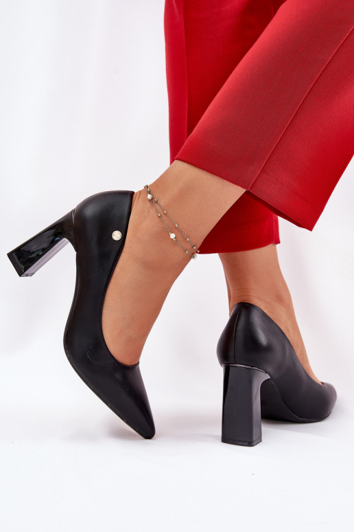 Eleganckie buty na obcasie Vinceza 62221 w czarnym kolorze