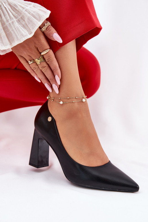 Eleganckie buty na obcasie Vinceza 62221 w czarnym kolorze