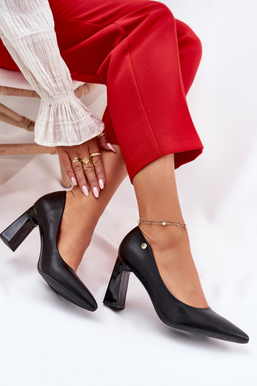 Eleganckie buty na obcasie Vinceza 62221 w czarnym kolorze