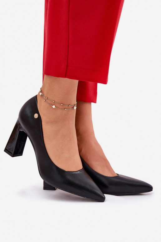 Elegant style heeled shoes Vinceza 62221 black color