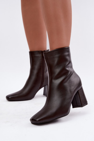 faux fur ankle boots with heels in brown color Tamine