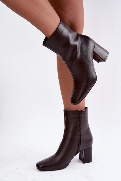 faux fur ankle boots with heels in brown color Tamine