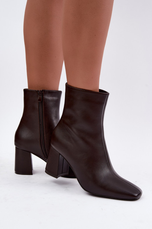 faux fur ankle boots with heels in brown color Tamine