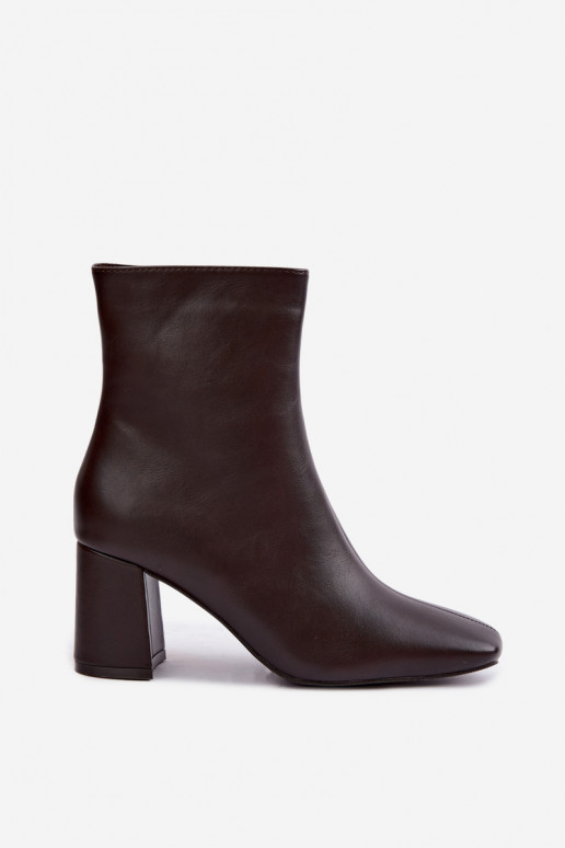 faux fur ankle boots with heels in brown color Tamine