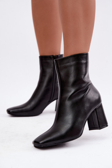 faux fur ankle boots with heels in black color Tamine 2