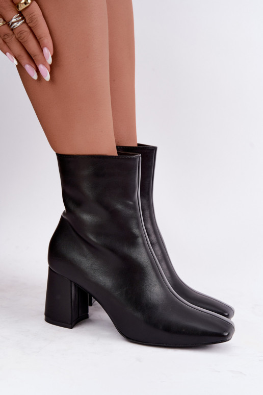 faux fur ankle boots with heels in black color Tamine