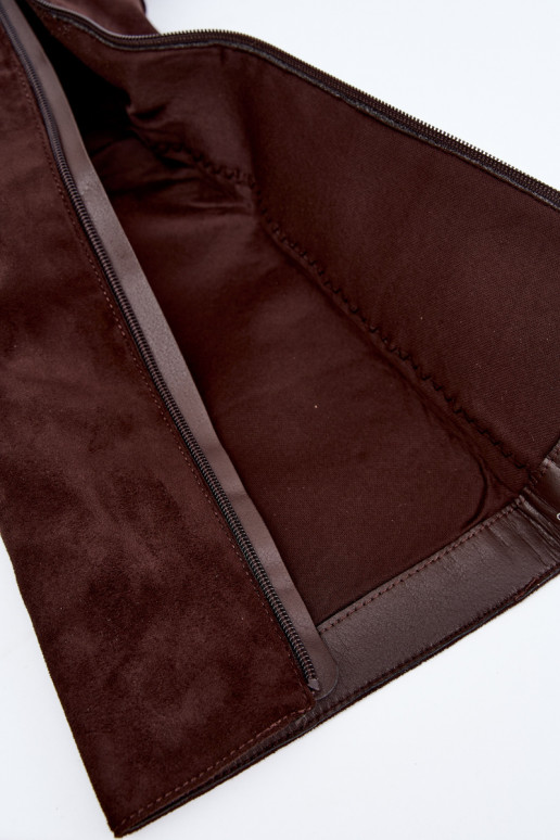 knee-high boots with heels and buckles in brown color Mirea