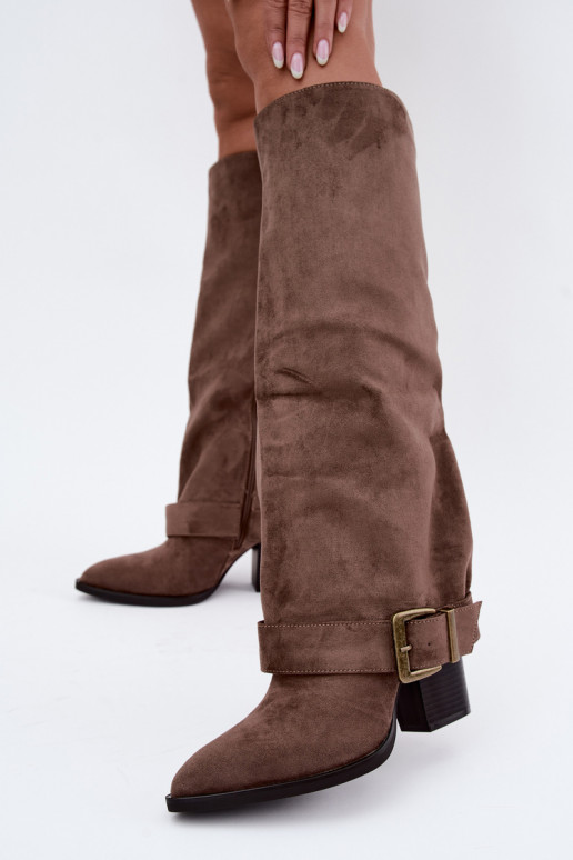 Chaki ankle boots with heels and buckles Mirea