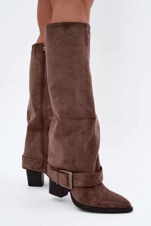 Chaki ankle boots with heels and buckles Mirea