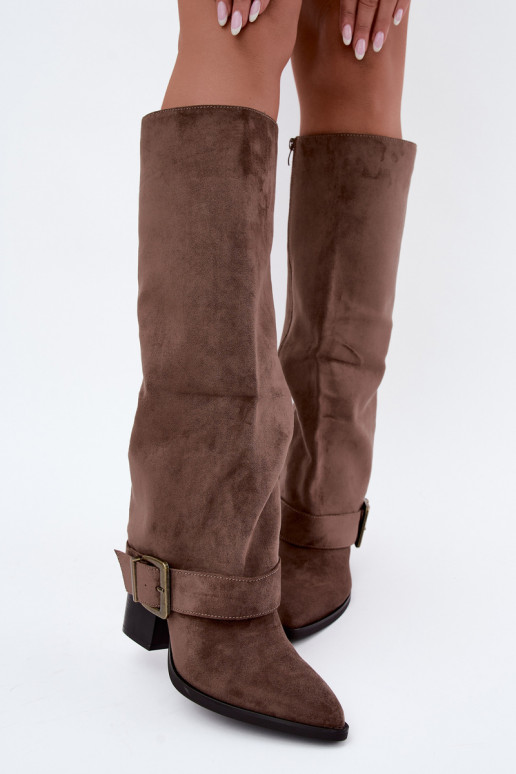 Chaki ankle boots with heels and buckles Mirea