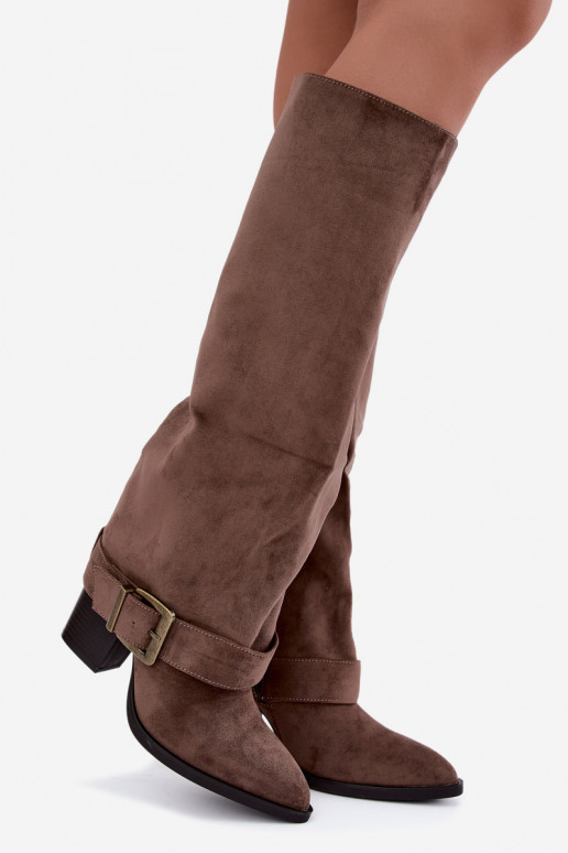 Chaki ankle boots with heels and buckles Mirea