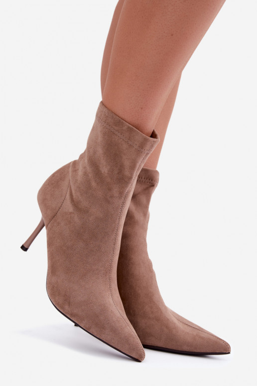 Sand ankle boots with slim heels Nireya