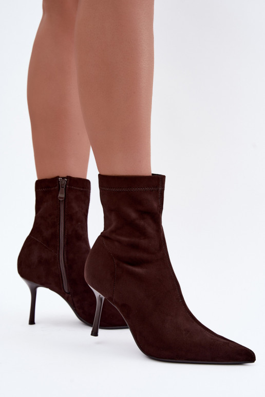 Chocolate ankle boots with slim heels Nireya