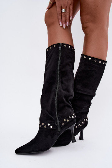 Black insulated long boots with decoration Tai turiris 2