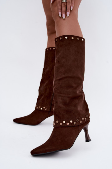 Brown insulated long boots with decoration Tai turiris 2