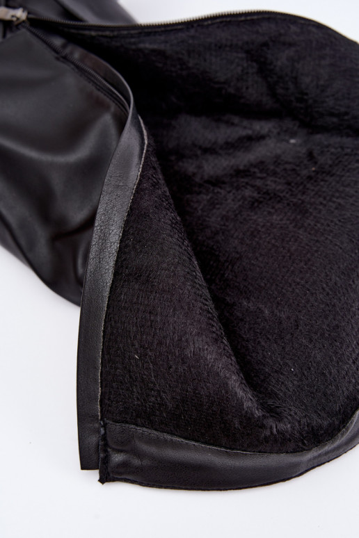Warm black long boots with buckles Astrella