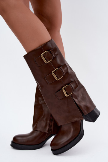 Warm brown long boots with buckles Astrella