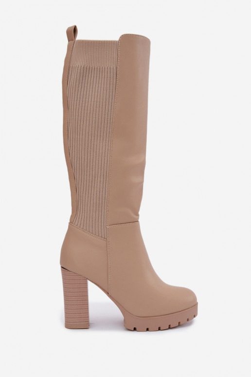Sand insulated long boots with heels Hespera