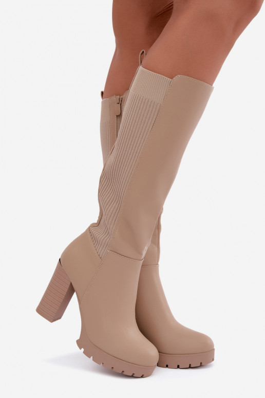 Sand insulated long boots with heels Hespera