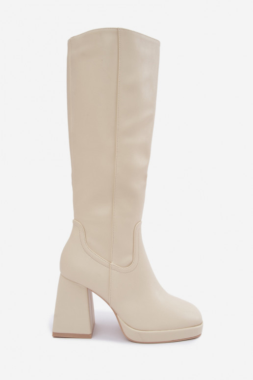 Sand insulated long boots with heels Leonelle