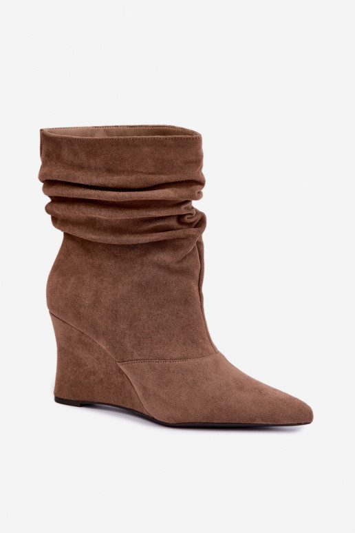 Wrinkled sand ankle boots with platform Thalene