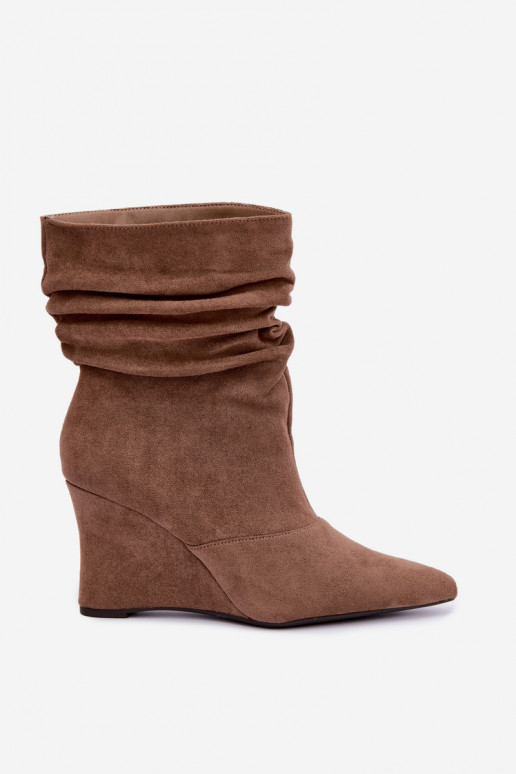 Wrinkled sand ankle boots with platform Thalene