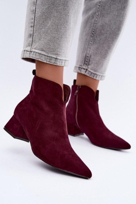 Burgundy pointed ankle boots Klocke Heliara