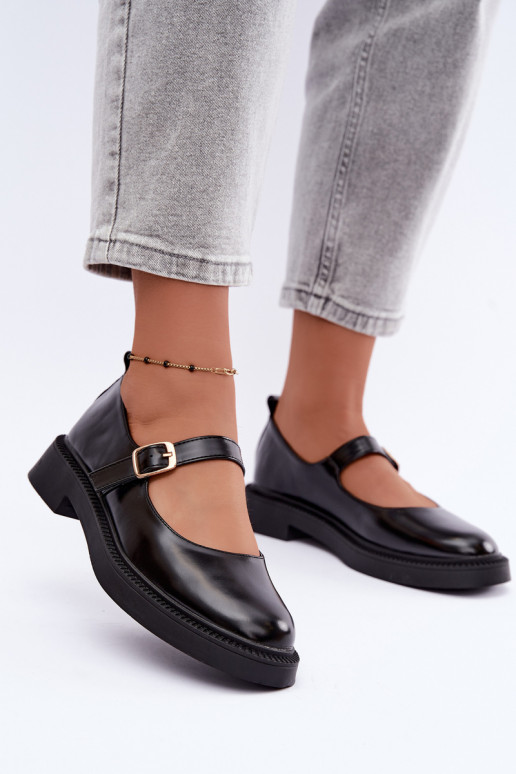 Black shoes with wide heels Lareine
