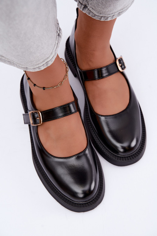 Czarne buty z szerokimi obcasami Lareine