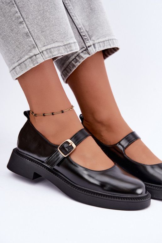 Czarne buty z szerokimi obcasami Lareine