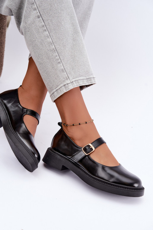 Czarne buty z szerokimi obcasami Lareine