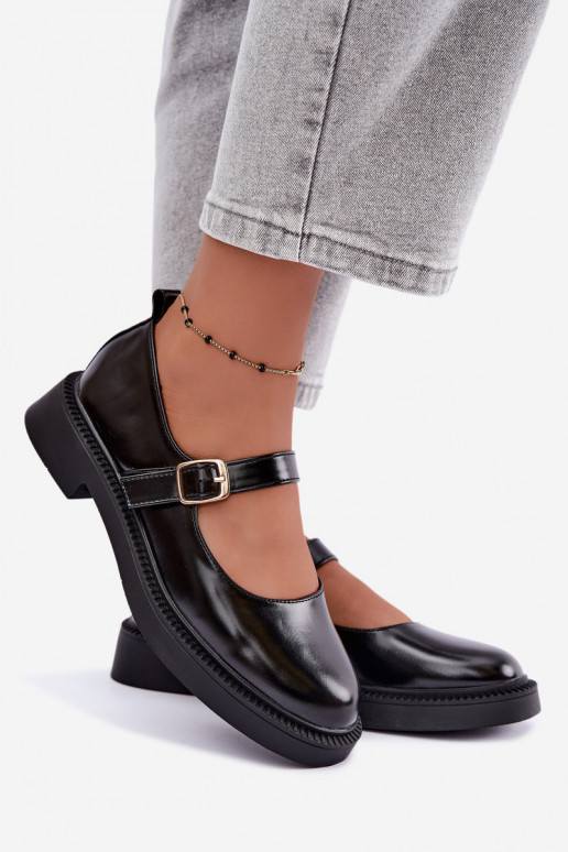 Czarne buty z szerokimi obcasami Lareine