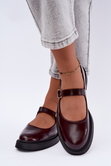 Burgundy shoes with wide heels Lareine