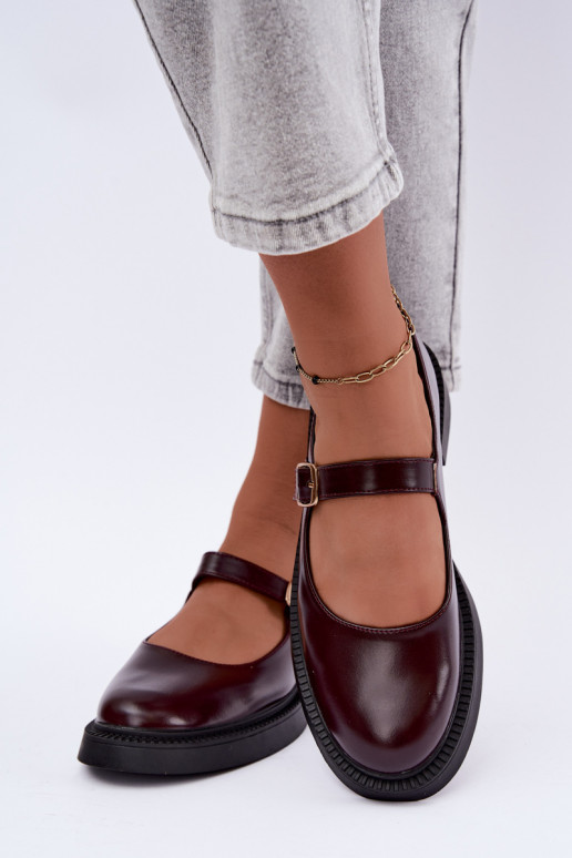 Burgundy shoes with wide heels Lareine