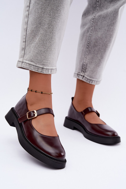 Burgundy shoes with wide heels Lareine