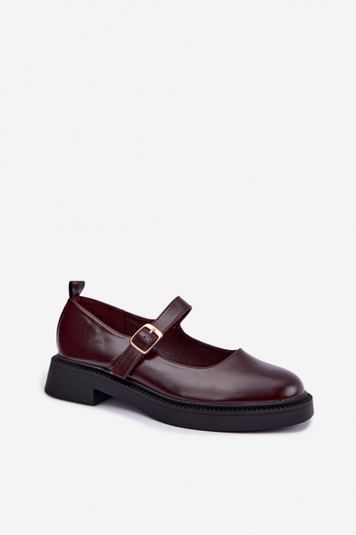 Burgundy shoes with wide heels Lareine