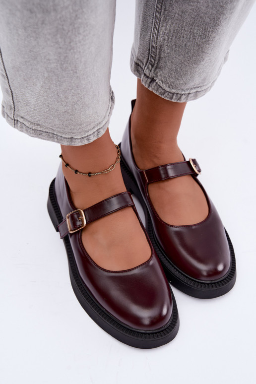 Burgundy shoes with wide heels Lareine