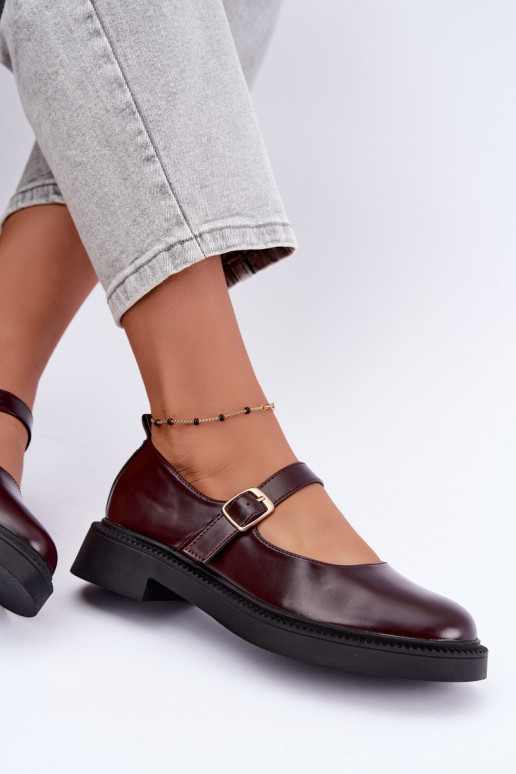 Burgundy shoes with wide heels Lareine