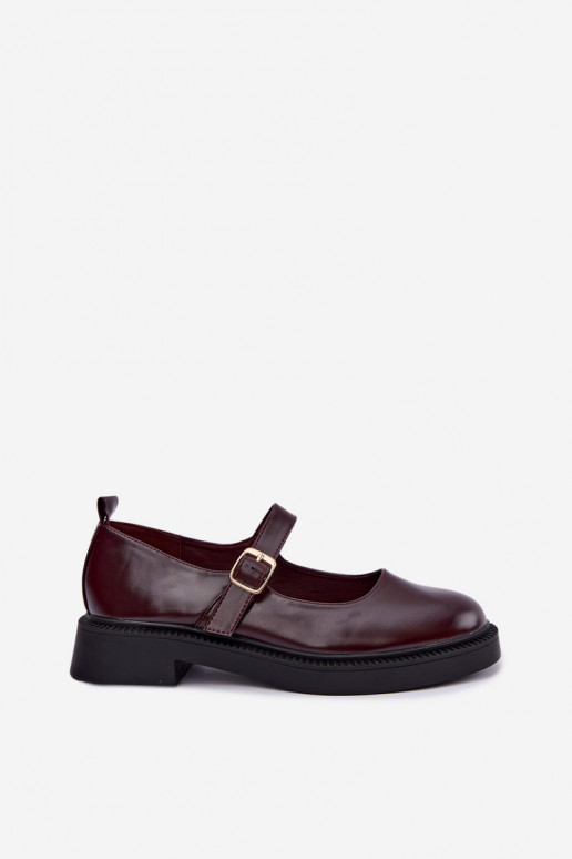 Burgundy shoes with wide heels Lareine