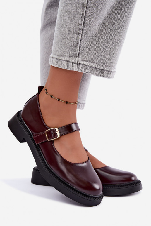 Burgundy shoes with wide heels Lareine