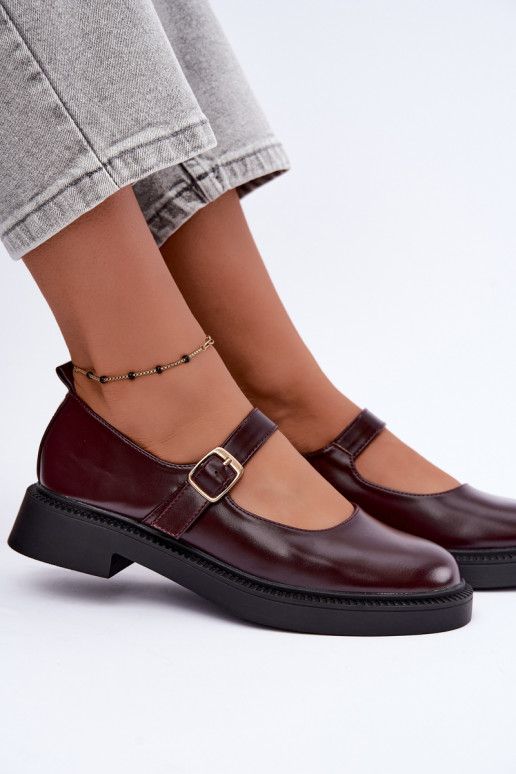 Burgundy shoes with wide heels Lareine