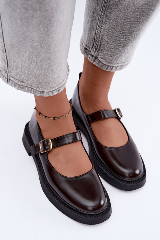 Chocolate shoes with wide heels Lareine
