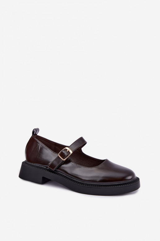 Czekoladowe buty z szerokimi obcasami Lareine