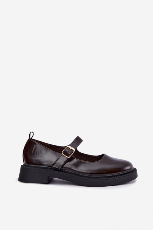 Czekoladowe buty z szerokimi obcasami Lareine