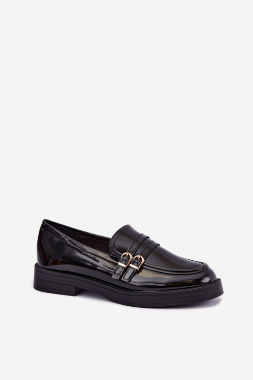 Black women's moccasins with straps Perline