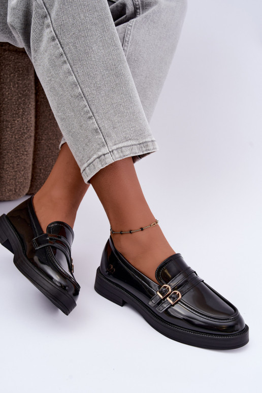 Black women's moccasins with straps Perline