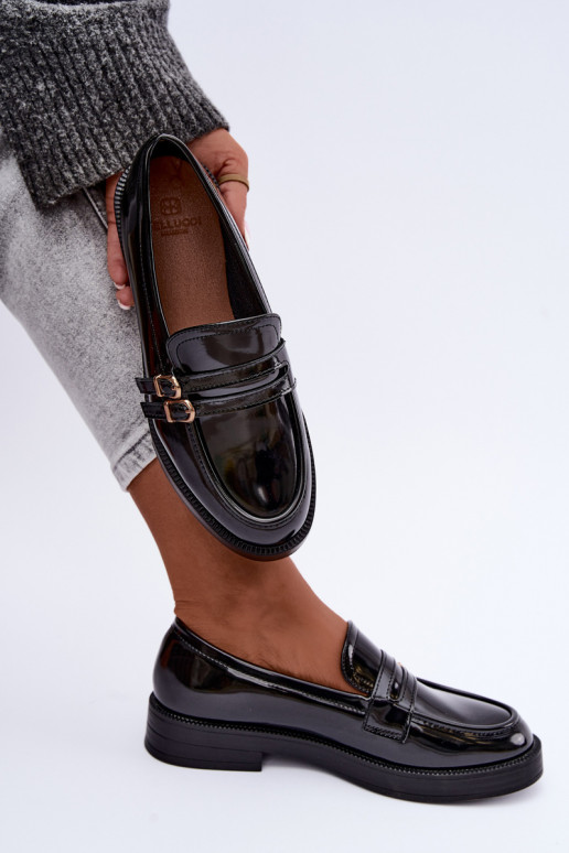 Black women's moccasins with straps Perline