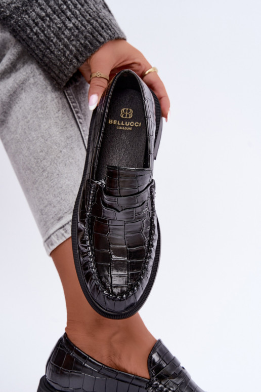 Black moccasins with embossing Rhosyn
